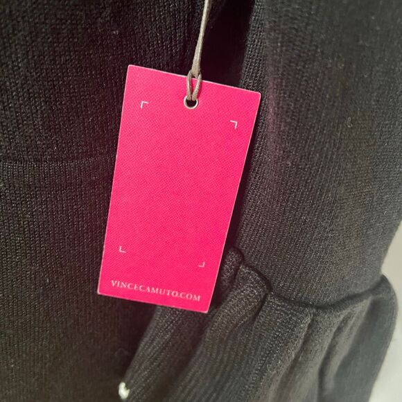 Vince Camuto Black White Trimmed Layered Ruffle Cuff Sweater Dress Women’s Large - Picture 5 of 13